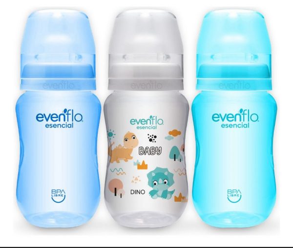 PAQ 3 BIBERONES EVENFLO 1121 270ML/9 OZ 3-12M CUELLO ANCHO